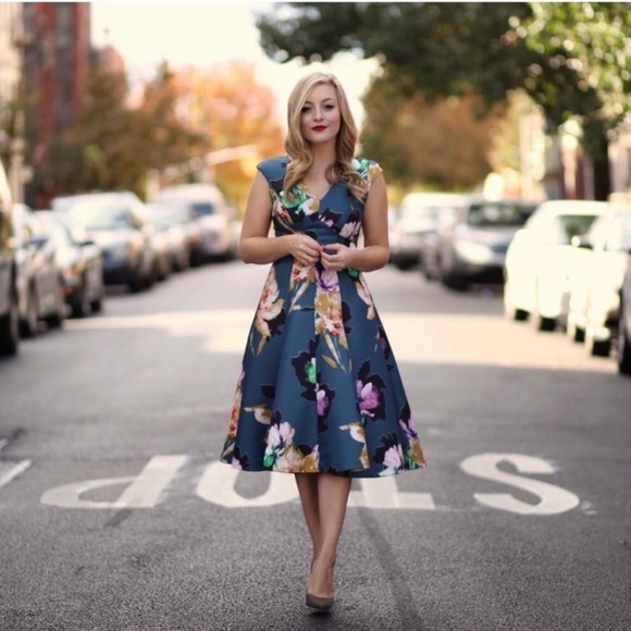 Anthropologie Moulinette Soeurs Baikal Floral Fit & Flare Midi Dress - Picture 3 of 15